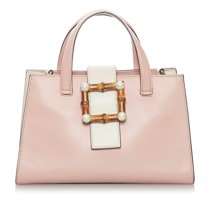 Gucci Bamboo Web Leather Satchel (SHG-29875)