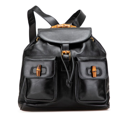 Gucci Calfskin Bamboo Drawstring Backpack