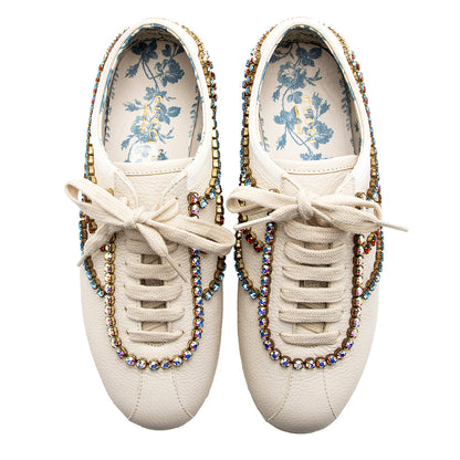 Gucci Calfskin Crystal Falacer Sneakers - Size 5.5 / 35.5 - FINAL SALE (SHF-20069)