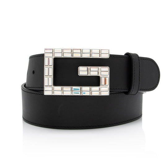 Gucci Calfskin Crystal Square G Madelyn Belt - Size 30 / 75 (SHF-A3dPQe)
