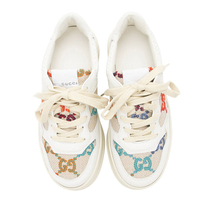 Gucci Calfskin Embroidered Canvas GG Tennis Sneakers - Size 6.5 / 36.5