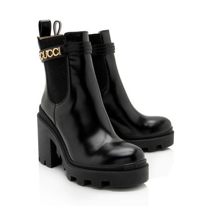 Gucci Calfskin Logo Trip Platform Boots - Size 7.5 / 37.5 (SHF-VfOKBg)