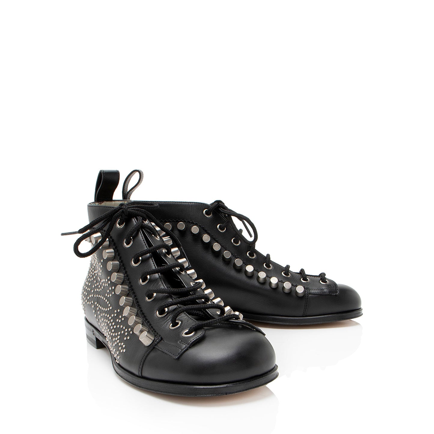 Gucci Calfskin Studded Jakarta Brogue Ankle Boots - Size 8 / 38