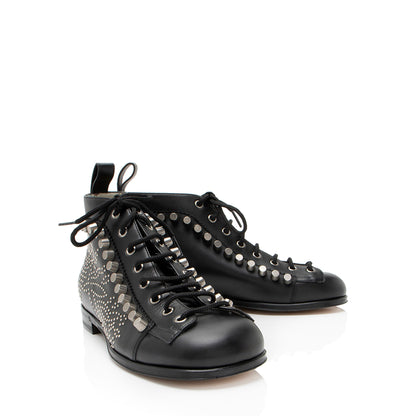 Gucci Calfskin Studded Jakarta Brogue Ankle Boots - Size 8 / 38