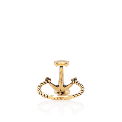 Gucci Crystal Anchor Heart Ring - Size 8 1/2 (SHF-i31ZrL)