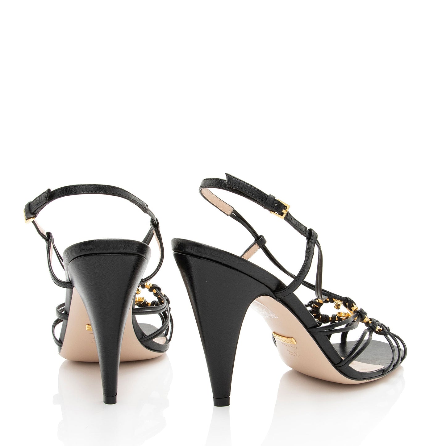 Gucci Calfskin Crystal Isa Interlocking G Sandals - Size 8.5 / 38.5