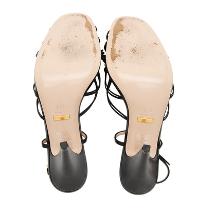 Gucci Calfskin Crystal Isa Interlocking G Sandals - Size 8.5 / 38.5