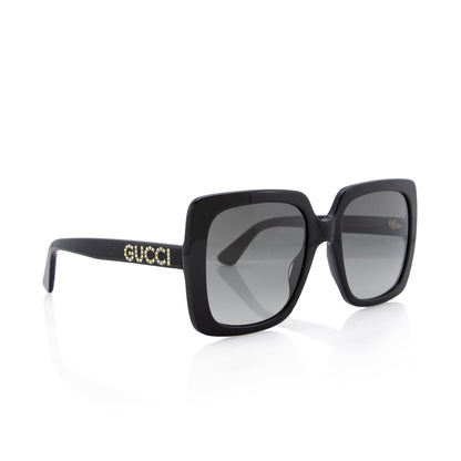 Gucci Crystal Logo Oversize Rectangular Sunglasses (SHF-22732)