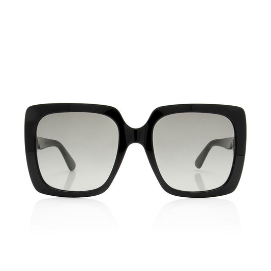 Gucci Crystal Logo Oversize Rectangle Sunglasses