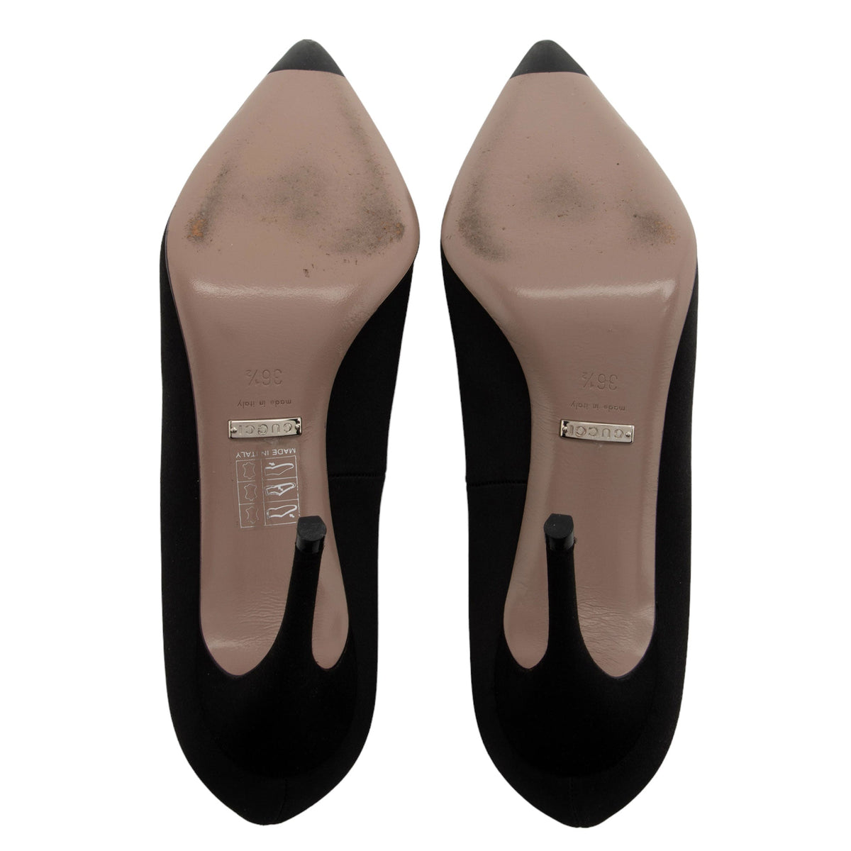 Gucci Crystal Satin Pointed Toe Pumps - Size 6.5 / 36.5 (SHF-V5rXOE)