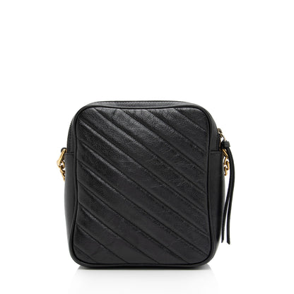 Gucci Diagonal Matelasse Leather GG Marmont Double Zip Mini Camera Bag
