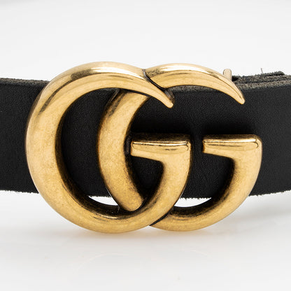 Gucci Distressed Leather GG Marmont Belt - Size 32 / 80 (SHF-21583)