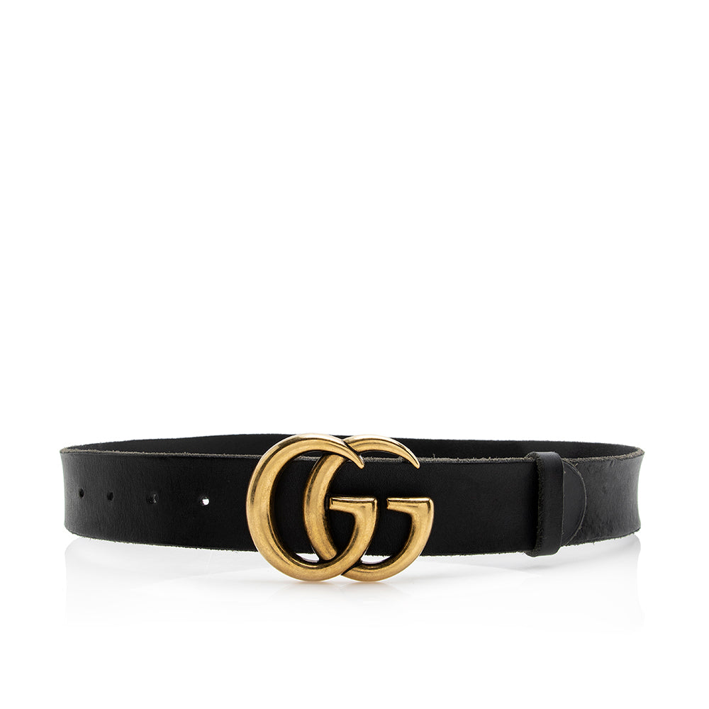 Gucci Distressed Leather GG Marmont Belt - Size 32 / 80 (SHF-21583)
