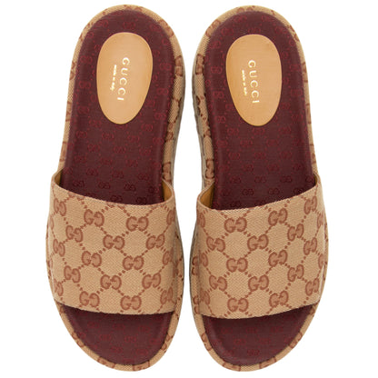 Gucci GG Canvas Angelina Slide Platform Sandals - Size 9 / 39 (SHF-7XmTwT)