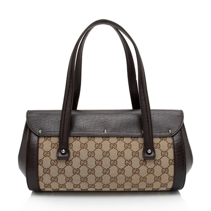 Gucci GG Canvas Bamboo Bullet Medium Satchel (SHF-6OHkiG)