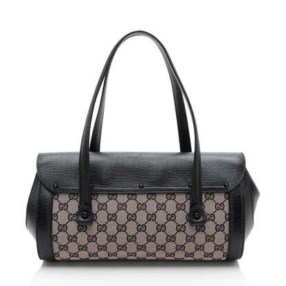 Gucci GG Canvas Bamboo Bullet Medium Satchel