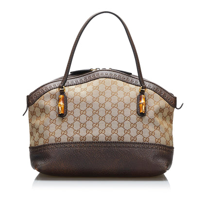 Gucci GG Canvas Bamboo Laidback Crafty Handbag (SHG-tR7vbL)