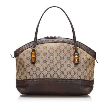 Gucci GG Canvas Bamboo Laidback Crafty Handbag (SHG-tR7vbL)