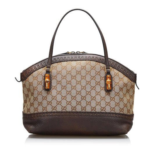 Gucci GG Canvas Bamboo Laidback Crafty Handbag (SHG-tR7vbL)