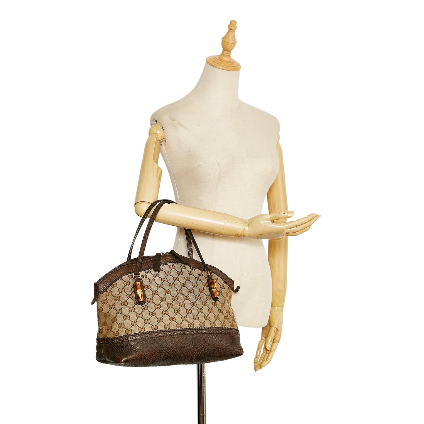Gucci GG Canvas Bamboo Laidback Crafty Handbag (SHG-tR7vbL)