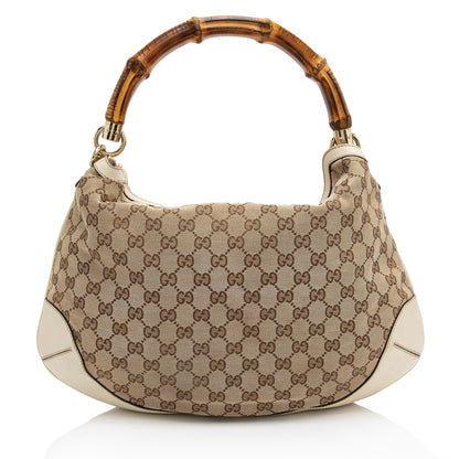 Gucci GG Canvas Bamboo Peggy Shoulder Bag (SHF-Ygbm96)