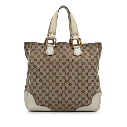 Gucci GG Canvas Bamboo Tote Bag (SHG-J7IVAF)