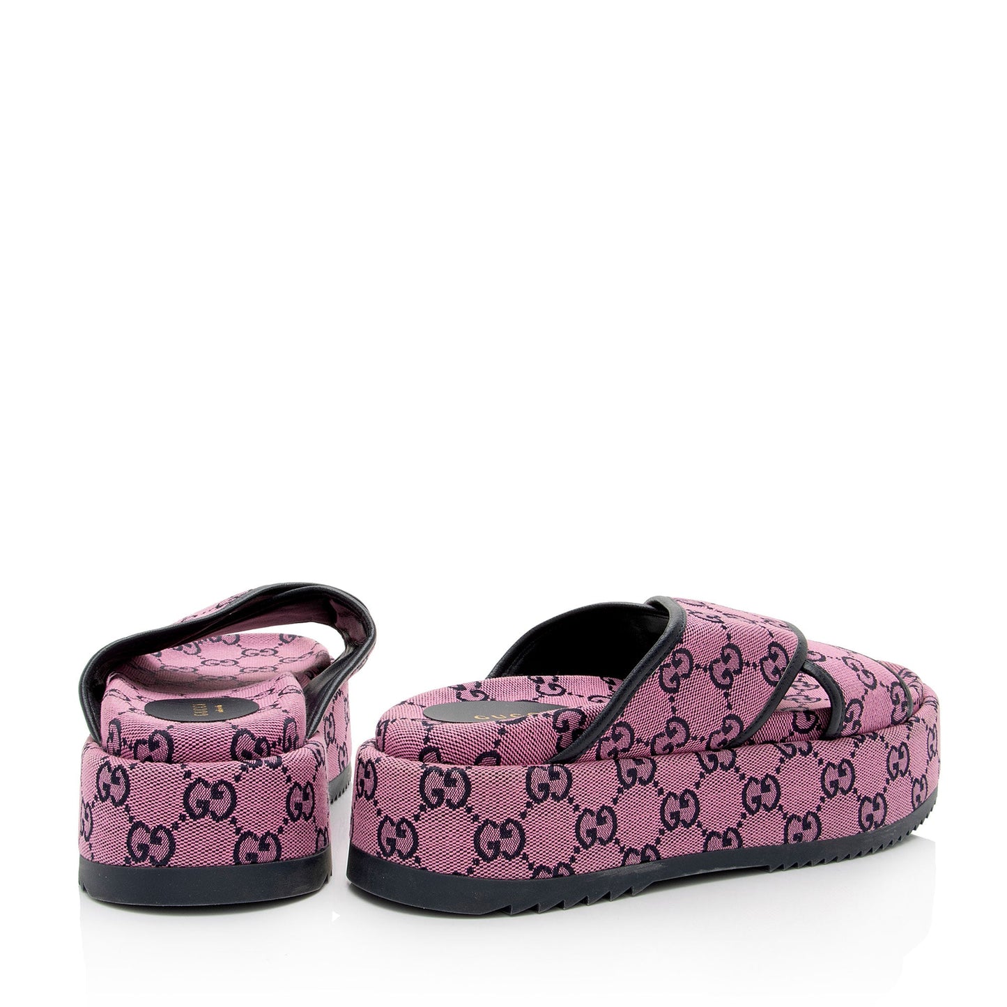 Gucci GG Canvas Crisscross Platform Sandals - Size 9.5 / 39.5 (SHF-KTNudr)