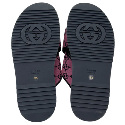 Gucci GG Canvas Crisscross Platform Sandals - Size 9.5 / 39.5 (SHF-KTNudr)