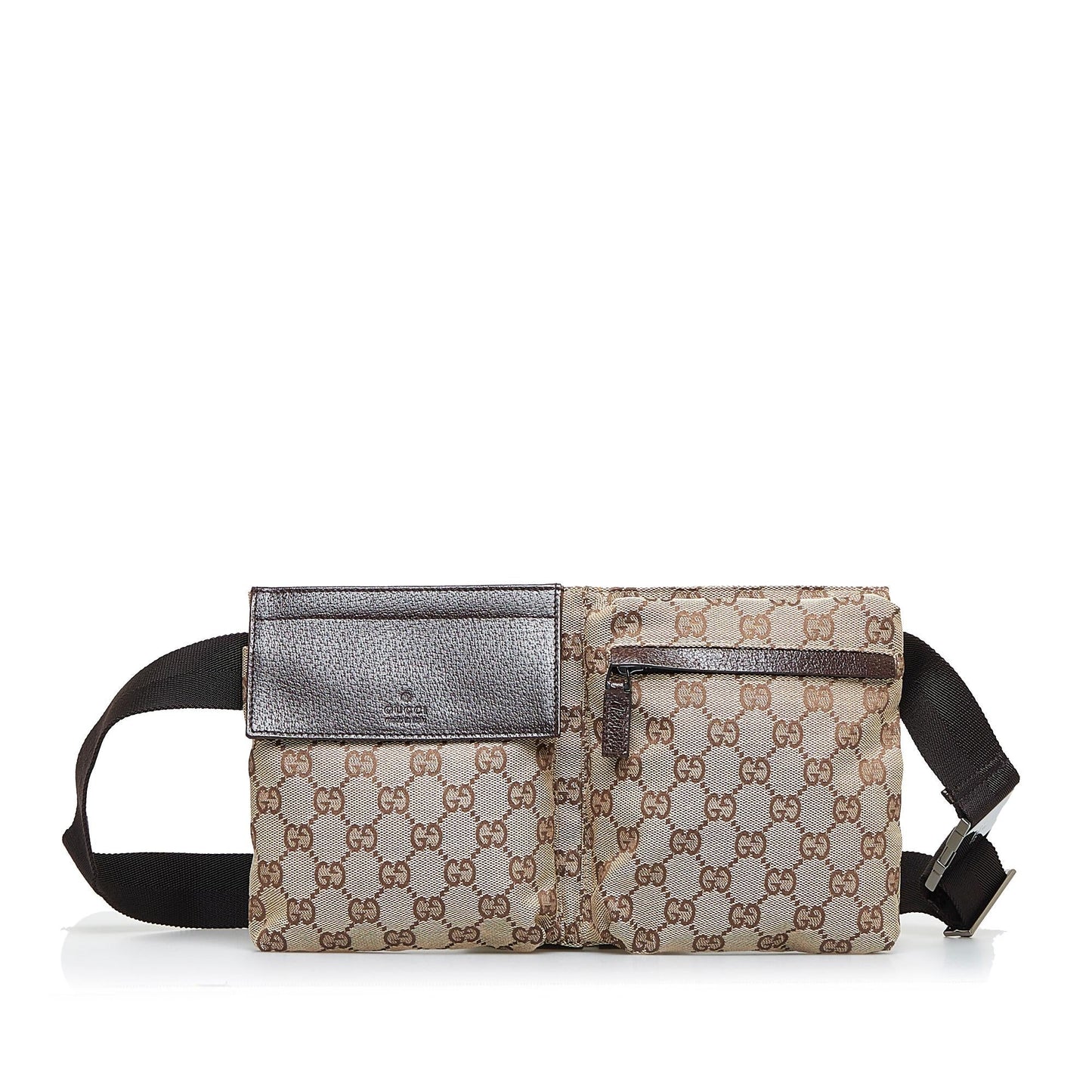 Gucci GG Canvas Double Pocket Belt Bag (SHG-MsV5eS)