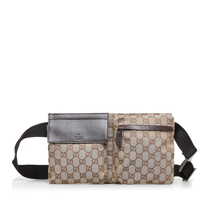 Gucci GG Canvas Double Pocket Belt Bag (SHG-MsV5eS)