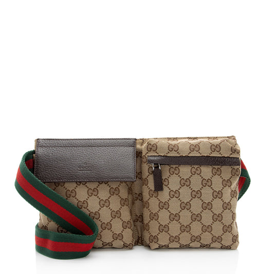 Gucci GG Canvas Double Pocket Belt Bag (SHF-Z0mmJ4)