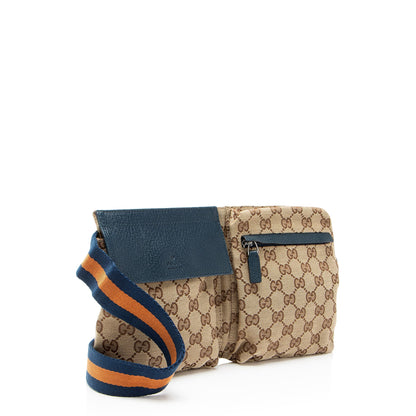 Gucci GG Canvas Double Pocket Belt Bag