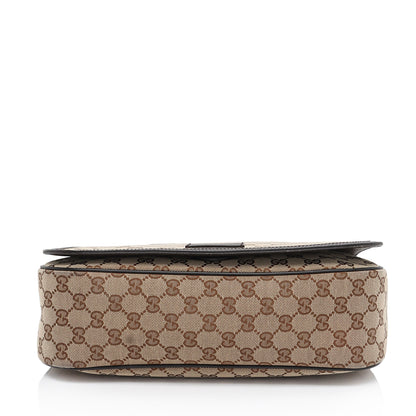 Gucci GG Canvas Flap Messenger Bag (SHF-1QqxVk)