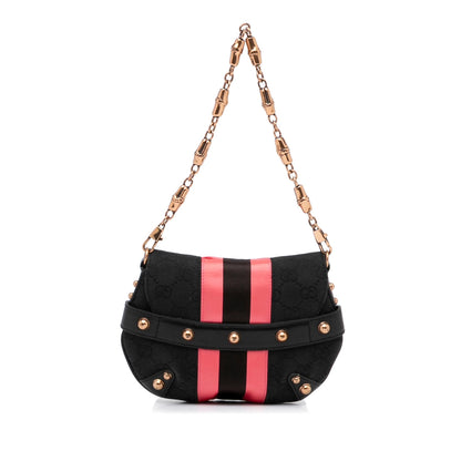 Gucci GG Canvas Horsebit Chain Baguette (SHG-FcwgFl)