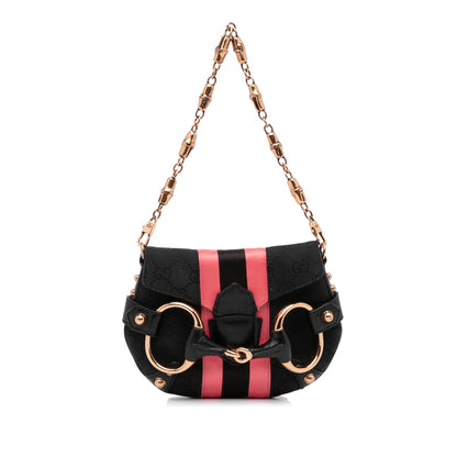 Gucci GG Canvas Horsebit Chain Baguette (SHG-FcwgFl)