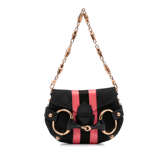 Gucci GG Canvas Horsebit Chain Baguette (SHG-FcwgFl)