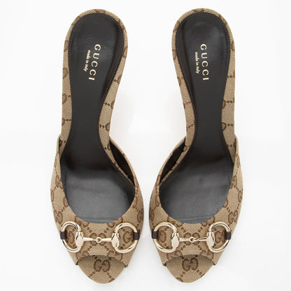 Gucci GG Canvas Horsebit Mules - Size 8.5 / 38.5 (SHF-9cHg23)