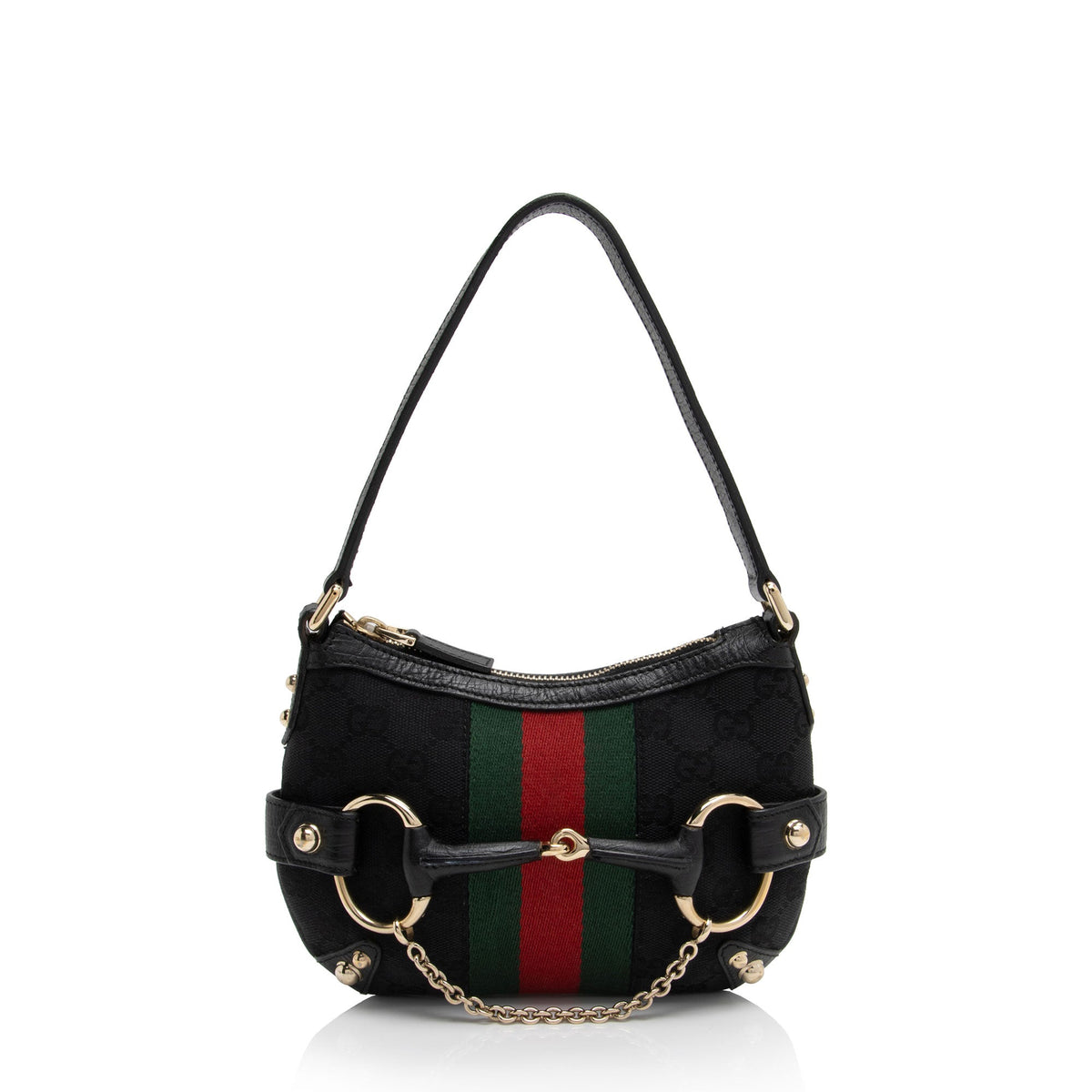 Gucci GG Canvas Horsebit Small Shoulder Bag (SHF-o36FPX)