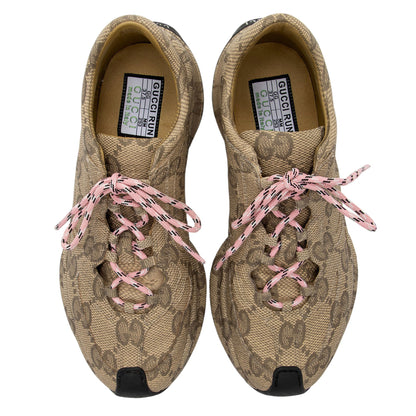 Gucci GG Canvas Leather Run Sneakers - Size 7.5 / 37.5 (SHF-V4B1xE)