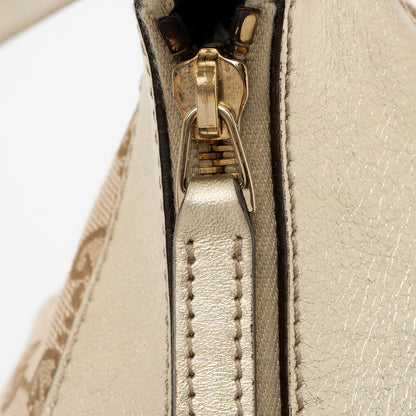 Gucci GG Canvas Metallic Leather D Ring Medium Hobo (SHF-hGJsEO)