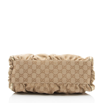 Gucci GG Canvas Metallic Leather D Ring Small Hobo (SHF-nI1P2Q)
