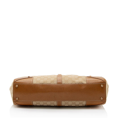 Gucci GG Canvas Nailhead Bardot Large Shoulder Bag (SHF-FHIG8i)
