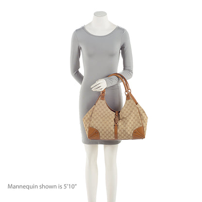 Gucci GG Canvas Nailhead Bardot Large Shoulder Bag (SHF-FHIG8i)