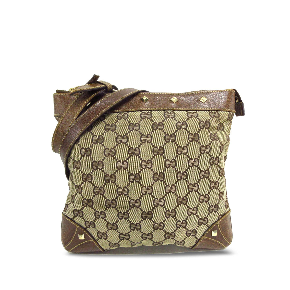 Gucci GG Canvas Nailhead Crossbody (SHG-whDSCc)