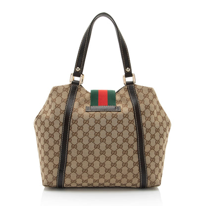 Gucci GG Canvas New Ladies Web Small Tote (SHF-eiujZp)