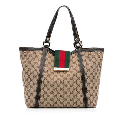 Gucci GG Canvas New Ladies Web Tote (SHG-rjYda9)