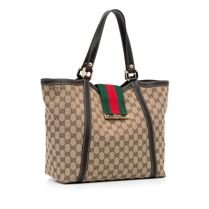 Gucci GG Canvas New Ladies Web Tote (SHG-rjYda9)
