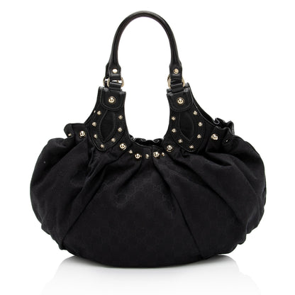 Gucci GG Canvas Studded Pelham Small Shoulder Bag (SHF-0I65Ea)