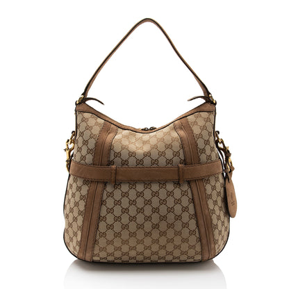 Gucci GG Canvas Suede Running Medium Hobo (SHF-FV9sin)