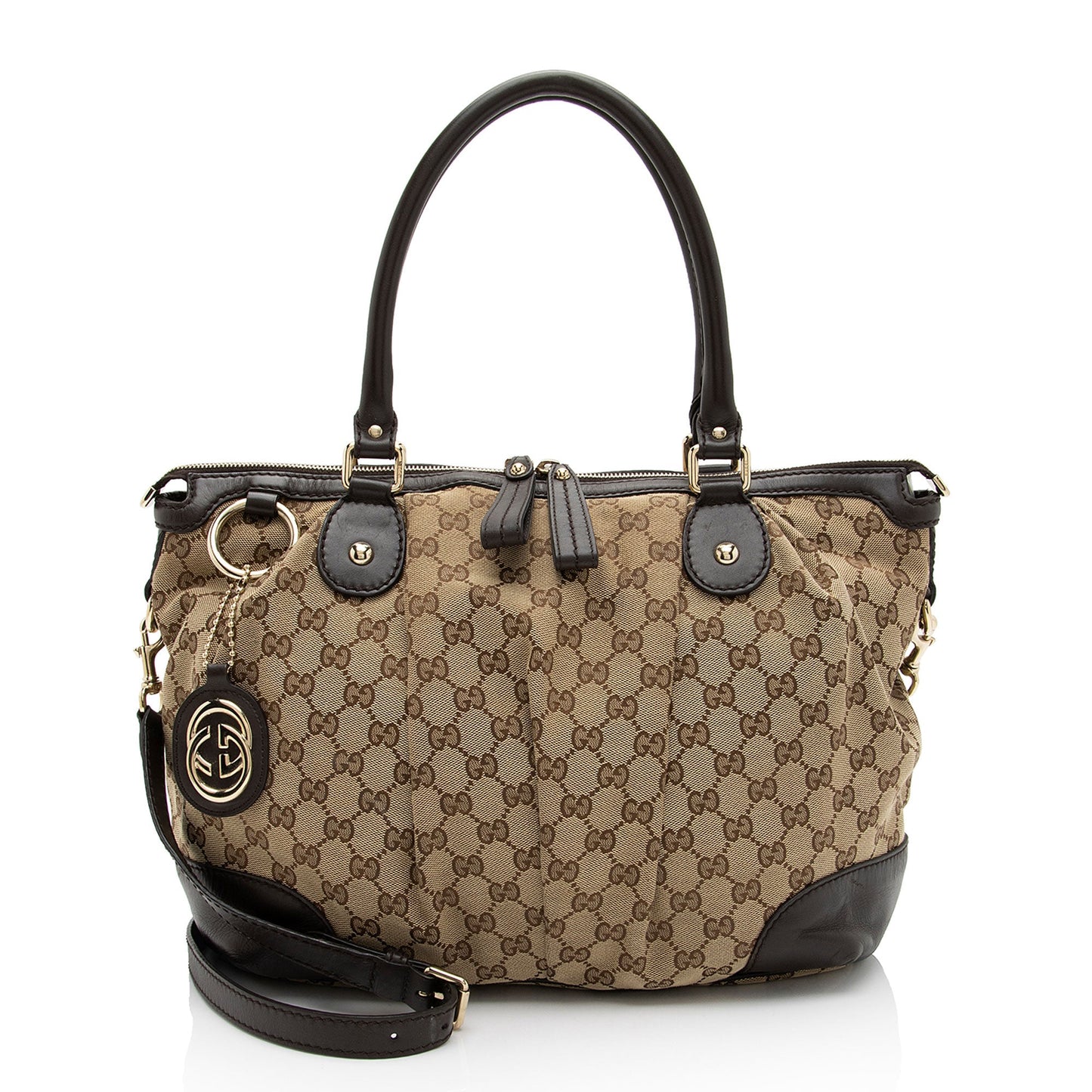 Gucci GG Canvas Sukey Top Handle Large Satchel (SHF-UQfjnb)